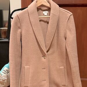 J crew coat in light pink and cream